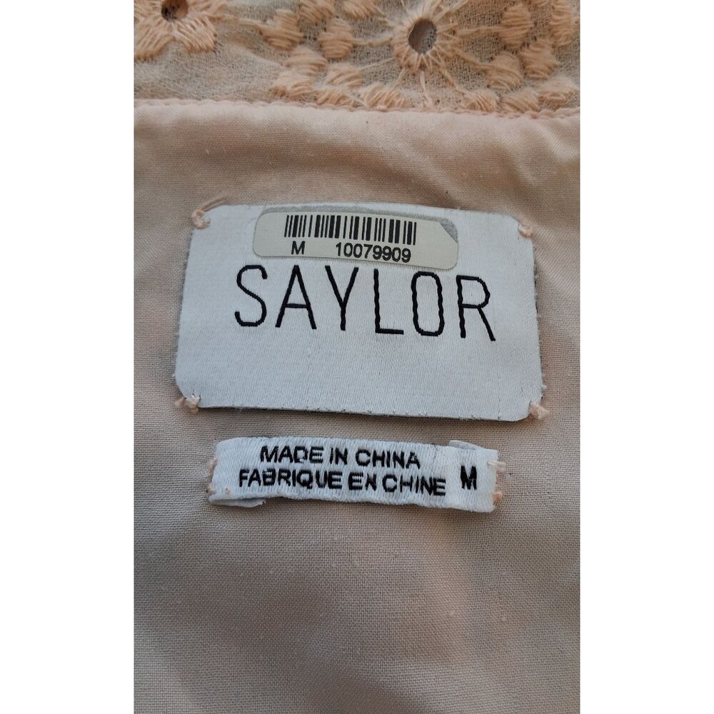 Saylor Womens M Peach Eyelet Mini Dress Cottage Coquette Romantic‎ - Picture 7 of 9